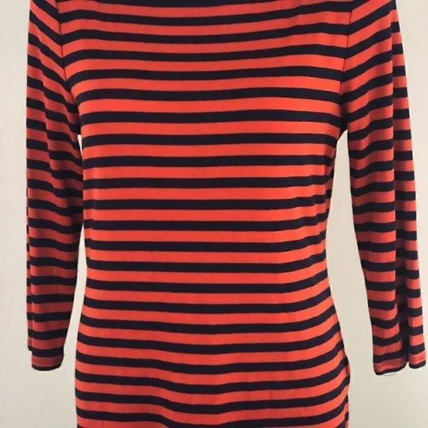 The Limited medium orange navy striped top - Image 5
