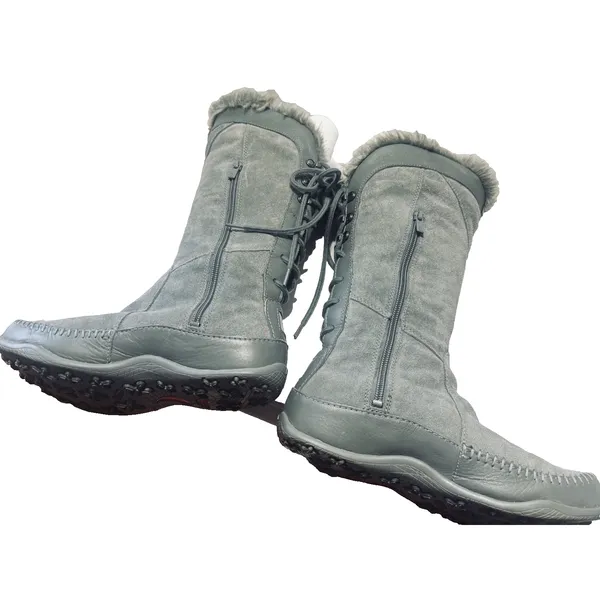North Face Grey Suede Moccasin Boots snow Primaloft 200g Insulated Womens 7.5 - Image 5