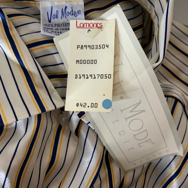 Val mode Lingerie New! Pajama Set Pj Shirt Shorts Stripes Button Up White Blue M - Image 9