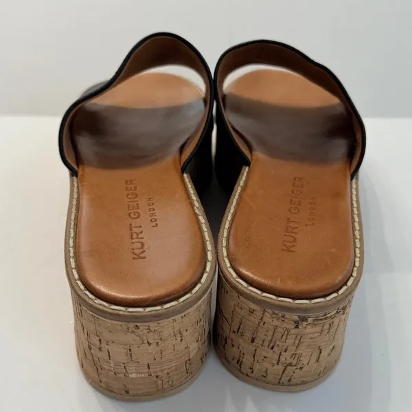 Kurt Geiger London Maci Platform Leather Sandals Size 38 US7.5 Wedge Slide - Image 5