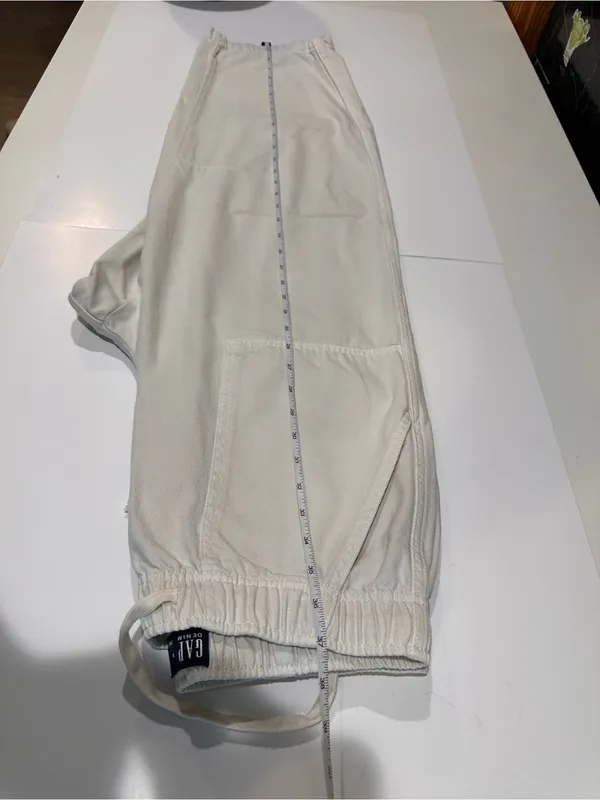 Gap Pull-On Barrel Pants Medium Milk Ivory Cotton Lyocell Utility - Image 11
