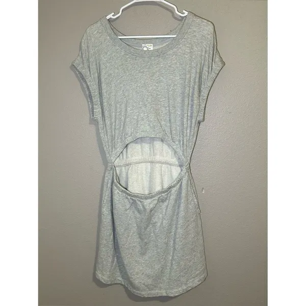 Aerie Offline Weekend Fleece Gray Cotton Cut Out Dress Pockets Women Size Medium - Image 2