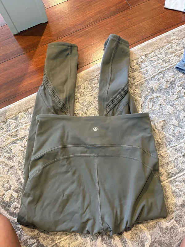 Lululemon army green leggings with mesh detailing 8 - Image 2