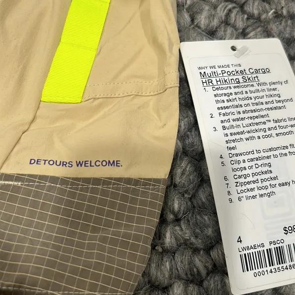 NWT‎ LULULEMON MULTI-Pocket Cargo HR Hiking Skirt Size 4 - Image 4
