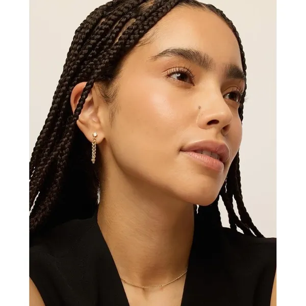 Solitaire‎ Curb Chain Drop Earrings | Yellow Gold Filled - Image 6