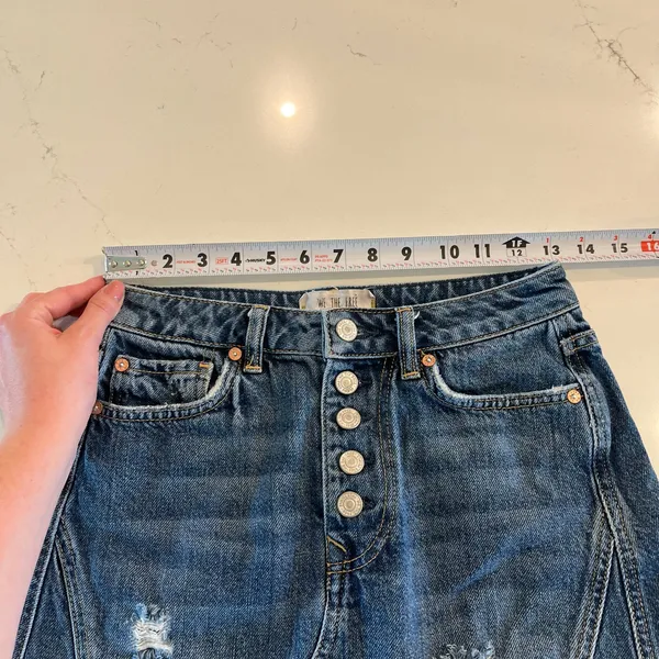 Free People We The Free Denim A-Line Mini Skirt‎ in Dark Denim Size 26 - Image 7