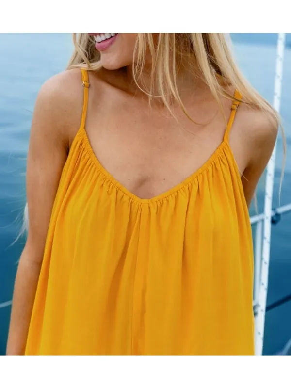 Cupshe Sunshine Yellow Sleeveless Loose Fit Jumpsuit Romper Sleeveless Relaxed - Image 3