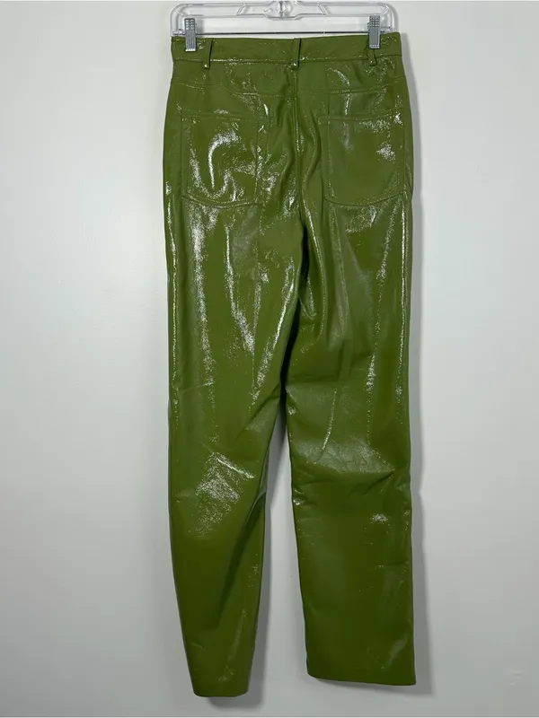 MESHKI Oakleigh Straight Leg Patent Pants Green Size Medium NWT - Image 3