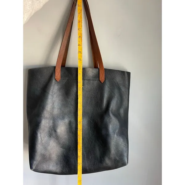 Madewell Leather Tote‎ Bag Monogrammed ALB Black Brown Work Office - Image 5