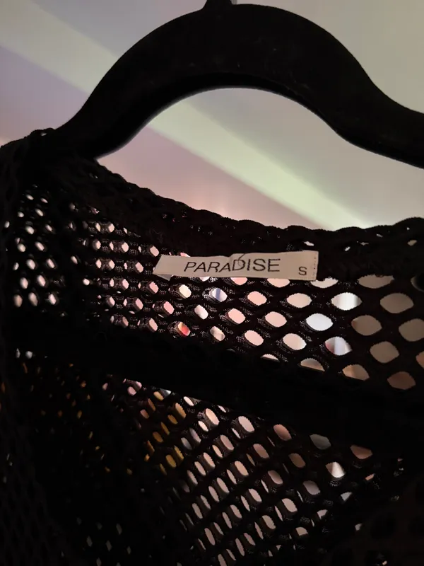 Black Sheer Fishnet Maxi Coverup Dress - Image 3