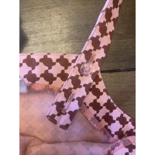 Levis Button Front Crop Top Womens XS Pink Brown Houndstooth Cotton Canvas NWT - Image 6