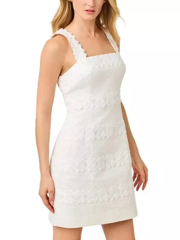 Lilly Pulitzer Davis Resort White Cotton Lace Trim Smocked Sundress Size 8 - Image 12