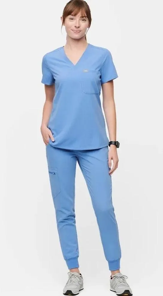 FIGS Catarina Scrub Top in Cool Blue - Image 3