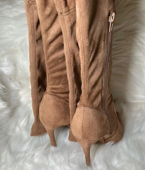 Brown Suede Boots Tan Size 7 - Image 4