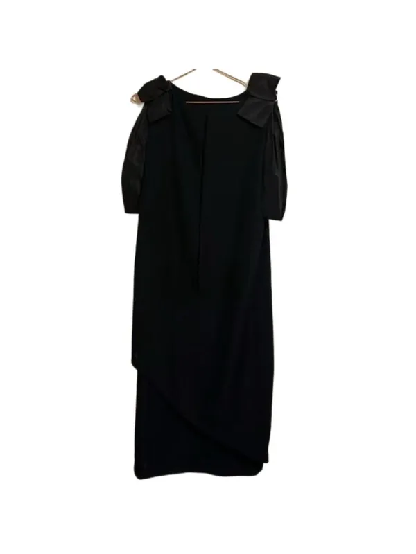 Vintage Union Made semi formal black dress elegant black tie evening 80s 90s - Image 3