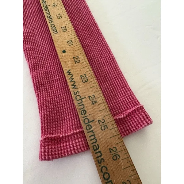 Pilcro Anthropologie Thermal Shirt Size L Pink Waffle Knit V-Neck - Image 7