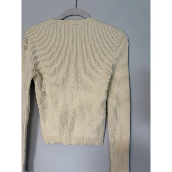 REFORMATION Natalie Cable Stich Cardigan Sweater In Lemon Icing XS NEW READ - Image 3