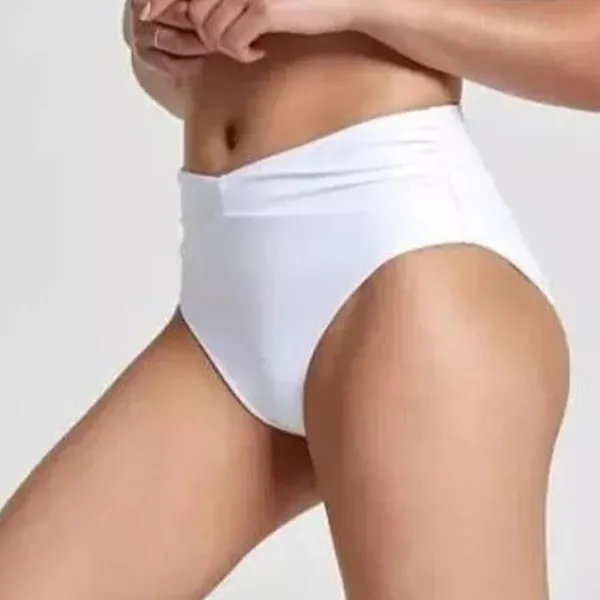 CALIA High Waisted Shirred V Front Swim Bottoms White XL NEW - Image 2