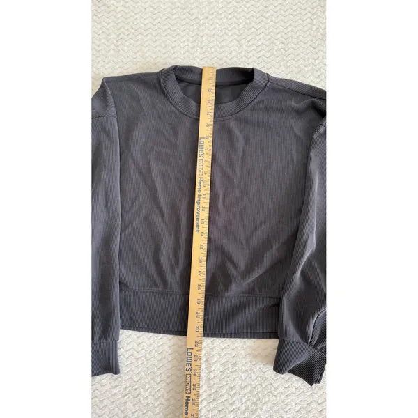 Lululemon Ribbed Softstreme Long Sleeve Crewneck Pullover Black Size 10 LW3GLAS - Image 4