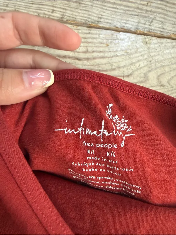 Free People Intimately Red Ribbed Bodysuit size m/l - Image 2