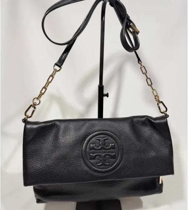 Tory Burch Bombe envelope fold pebbles leather crossbody purse bag - Image 3