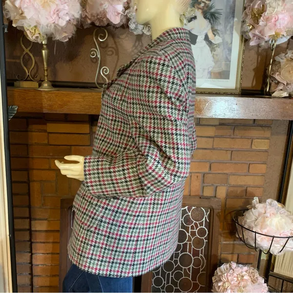 Vintage 1980'S Jack Set Cotton Blend Houndstooth Print Blazer (12) - Image 7