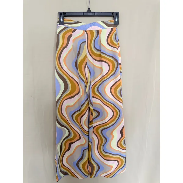 Urban Outfitters Wide Leg Pants Womens XS Multicolor Psychedelic Swirl Retro 70s - Image 7