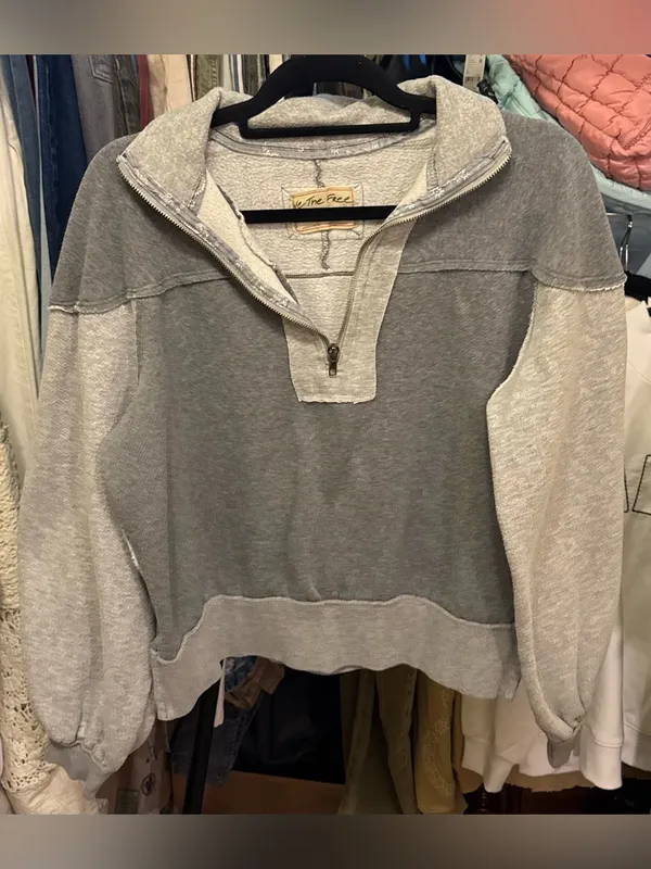 Free People We the Free Kassey Half Zip - Heather grey combo - Small - Image 10