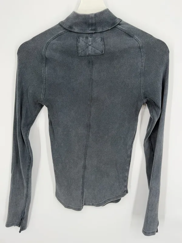 FP We The Free Pixie Tee Black Washed Ribbed Long Sleeve Mock Neck Boho Small - Image 4