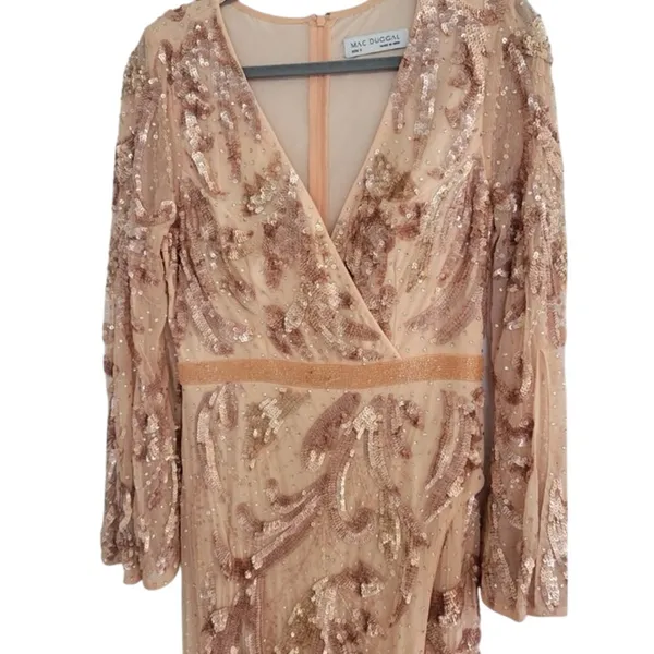 MAC DUGGAL 5222 Sequin Faux Wrap Split Long Sleeve Gown Size 8 New w/ Tag $598 - Image 12