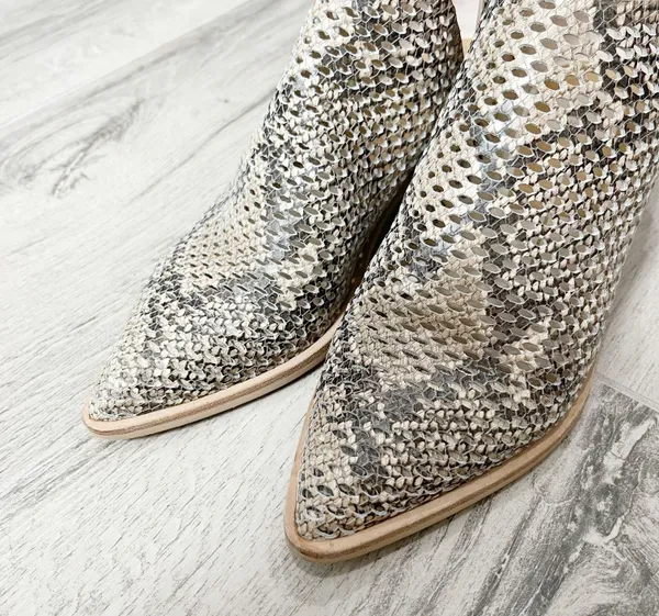 Sher Perforated Snakeskin Booties - Image 8