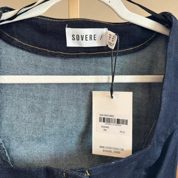 Anthro SOVERE Dusk Denim Mini Dress Ink Blue M NWT - Image 7