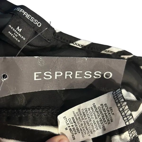 Espresso Maxi Dress Boho Beach NWT Mesh Accent Black/White Stripe Size M FLAW - Image 8