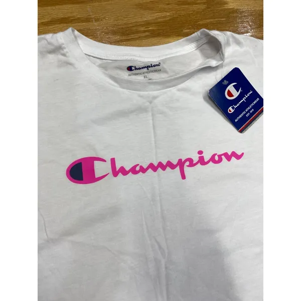Champion Activewear T-Shirt women XL White Short Sleeve Graphic Logo B61 - Image 4