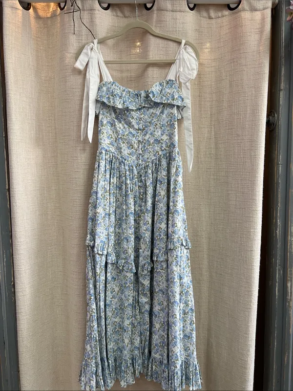Floral Printed Contrast Shoulder Strap Midi Dress Last One Size Small - Image 6