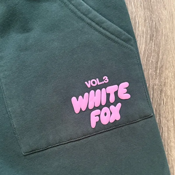 White Fox Green Sweatpants with Pink Logo Jogger - Image 3