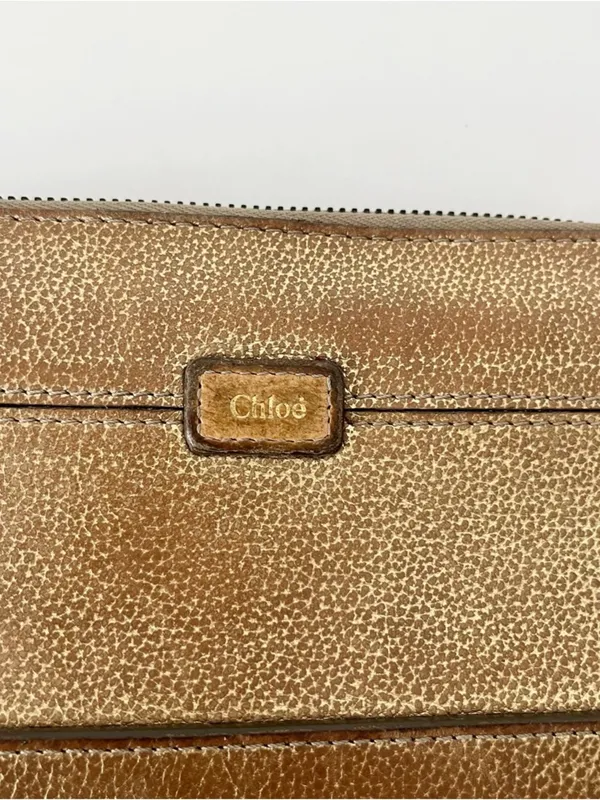 Vintage Chloé Metallic Pebbled Leather Gold Zip Around Continental Wallet - Image 3