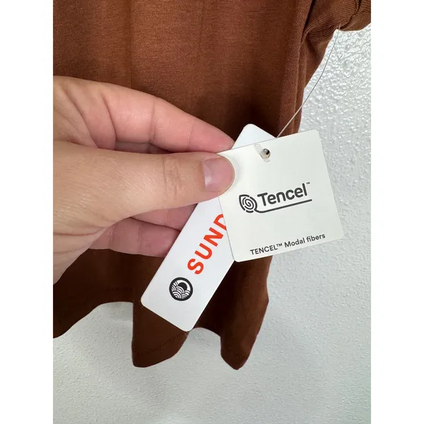 Sundry Womens Pima Cotton Tencel Modal Rolled Cuff T-Shirt Brown XL - Image 5