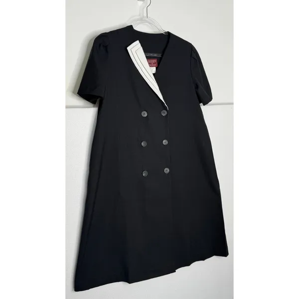 1990s Jeanette Maternities Black Minimalist Swing Dress Medium to Large - Image 9