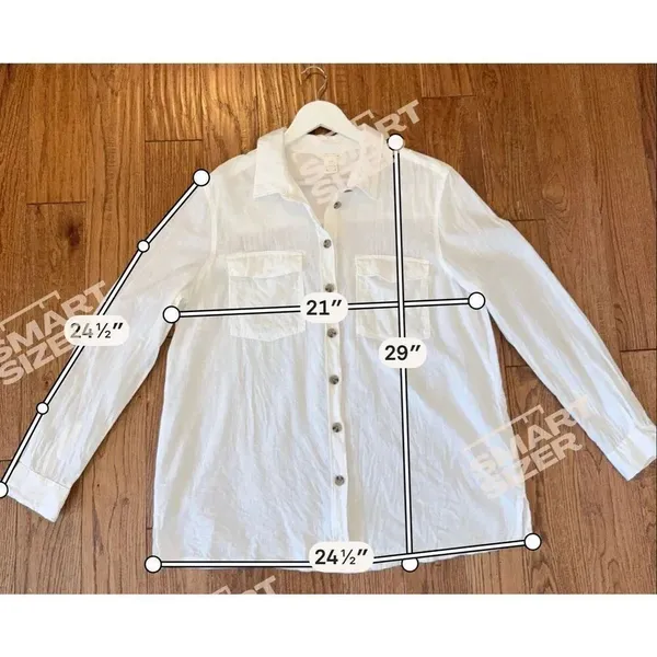 H&M white linen pocket front button down size medium - Image 7