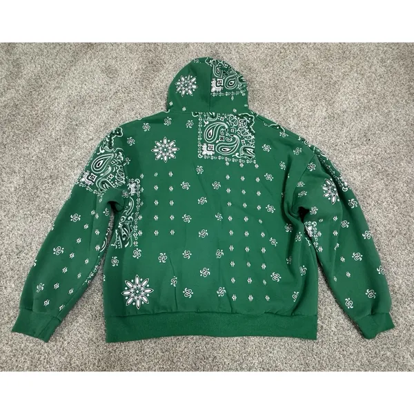 Edikted Green Bandana Paisley Print Zip Up Oversized Hoodie Size XS/S - Image 5