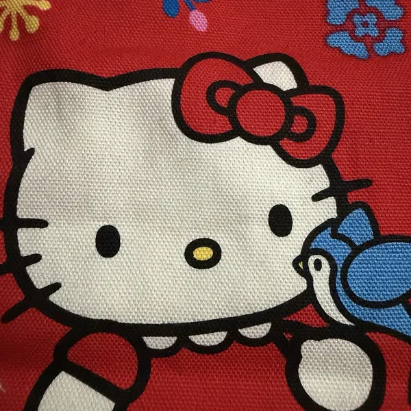 Hello‎ Kitty 2002 Vintage Red Drawstring Bag With Blue Birds Pouch Makeup Change - Image 5