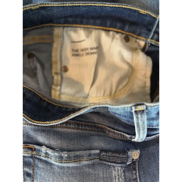 7 For All Mankind High Waist Skinny Jeans Size 27 Distressed Denim - Image 6