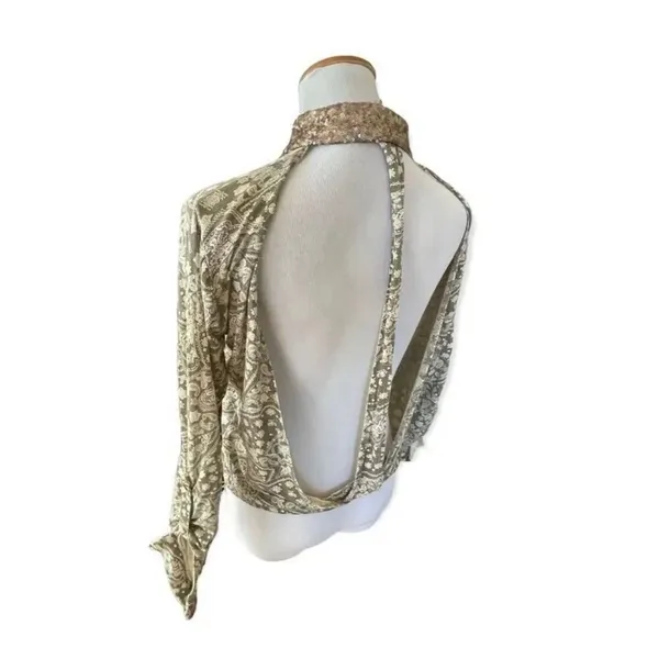 Womens Buckle BKE Gimmicks Sequin Collar Back Collar Button Down Cutout Top - S - Image 6