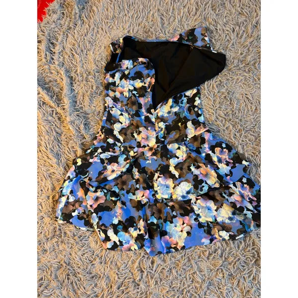 CeCe‎ by Cynthia Steffe Blue Floral Tiered Ruffle Drop Waist Dress Size 0 - Image 5