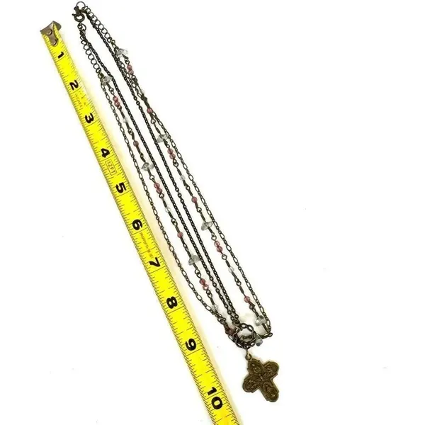 Multi strand quartz beaded cross necklace - Image 7