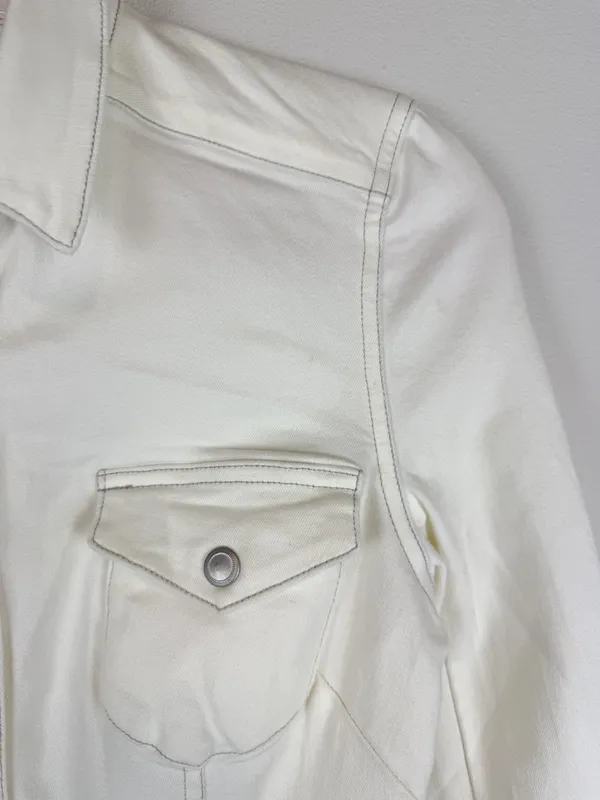NWT Free People Dynomite Denim White Long Sleeve Mini Shirt Dress Size‎ XS - Image 11
