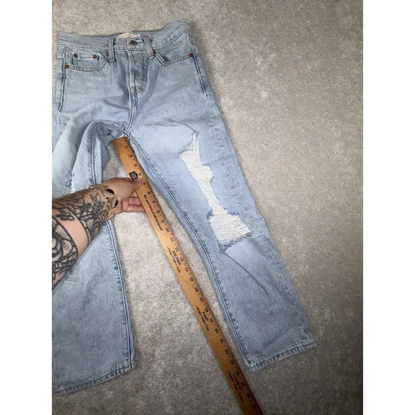 levis‎ wedgie straight distressed womens light wash button fly 25 - Image 9