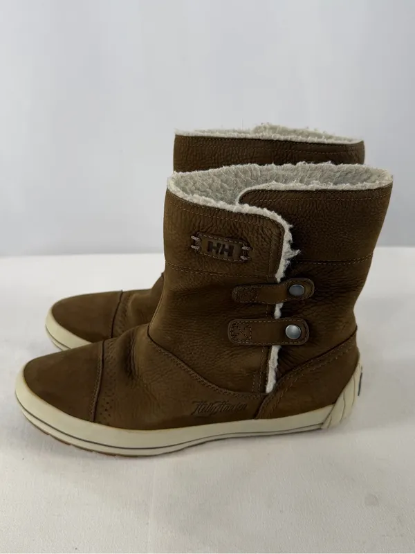 Helly Hansen‎ Waterpoof Leather Shearling Winter Pull On Boots in Brown Size 5.5 - Image 2