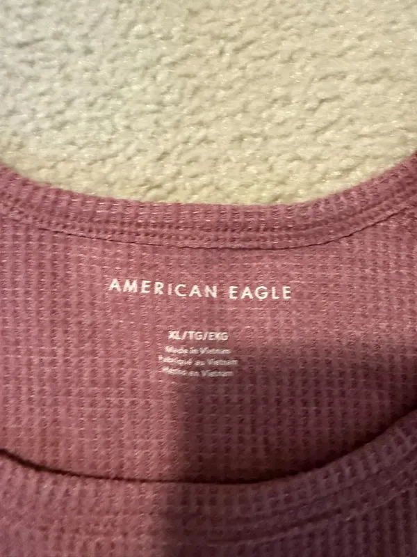 American Eagle Dusty Rose Waffle Knit Crop Tee Pink Size XL - Image 2